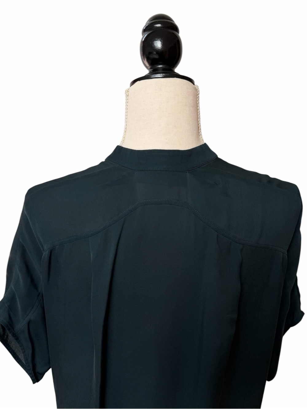 Vince 100% Silk Popover Blouse Dark Teal Green Dolman Cap Sleeve S - Picture 8 of 12